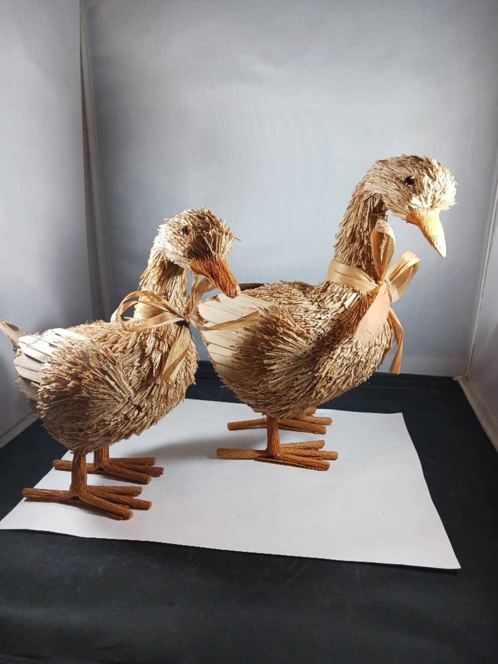 2 Bottlebrush Duck Easter Spring Table Top Home Decor